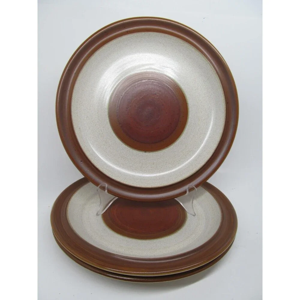 Denby Potters Wheel Rust Set Of 3 Vintage Brown And Tan 10